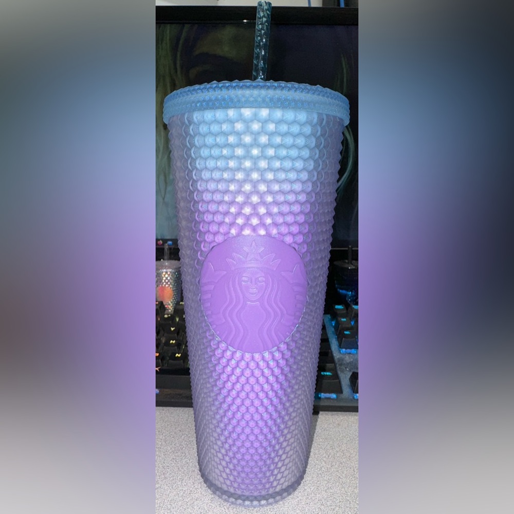 ✨🆕 Starbucks 2024 Purple & Blue Ombré 24 oz Glitter Studded Bling Cup